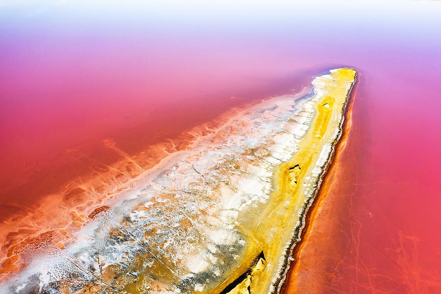 Abstract View Of Pink Lake Salt Water Photograph by Ivan Kmit - Fine