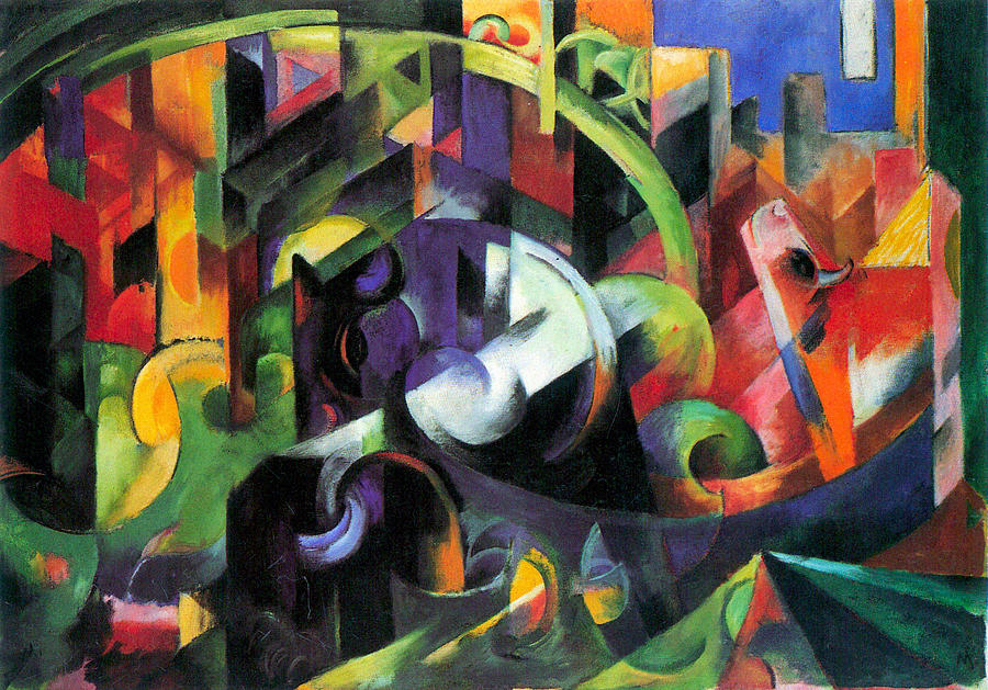 Abstract with cattle #1 Painting by Franz Marc