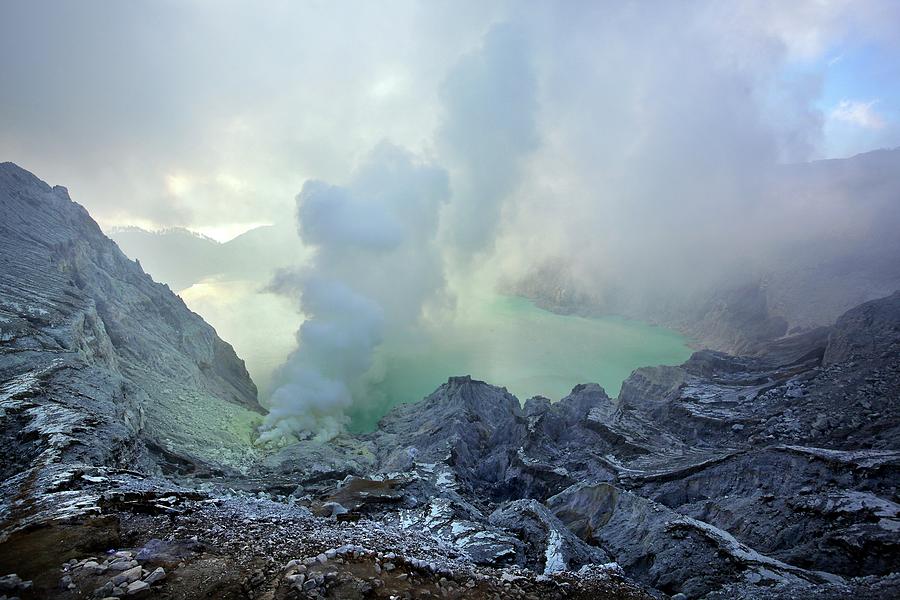 Acidic Sulfuric Lake, Kawah Volcano #1 Photograph by Timothy Allen
