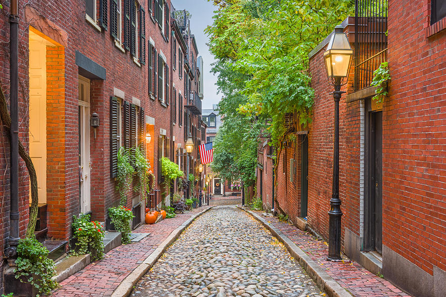 Boston Photograph - Acorn Street In Boston, Massachusetts #1 by Sean Pavone