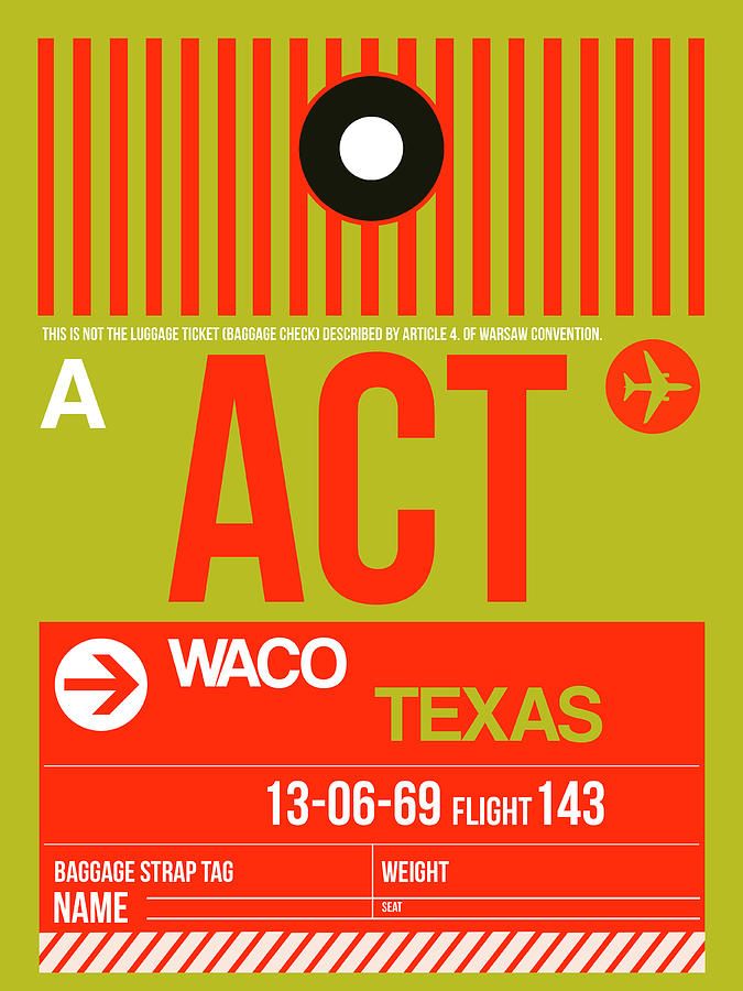 Waco Digital Art -   ACT Waco Luggage Tag I #1 by Naxart Studio