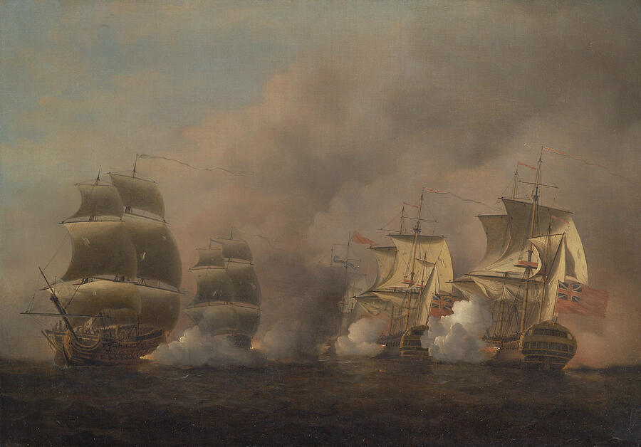 Samuel Scott Painting - Action off the Cape of Good Hope from circa 1757 by Samuel Scott