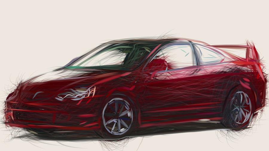 Acura RSX Type S Draw #1 Digital Art by CarsToon Concept