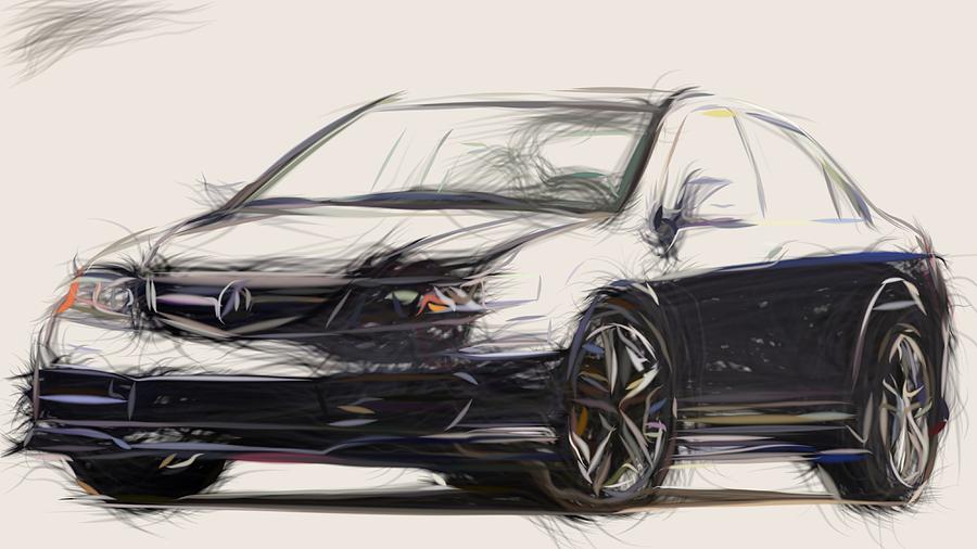 Acura TSX A Spec Draw #1 Digital Art by CarsToon Concept