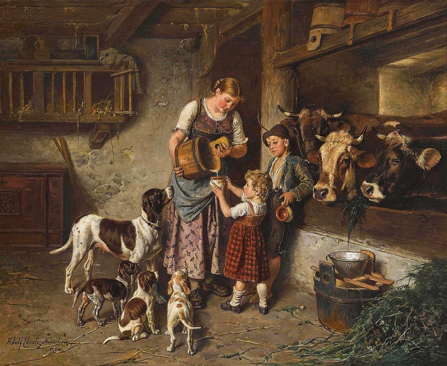 Nature Painting - ADOLF EBERLE  Fresh Milk #1 by Celestial Images