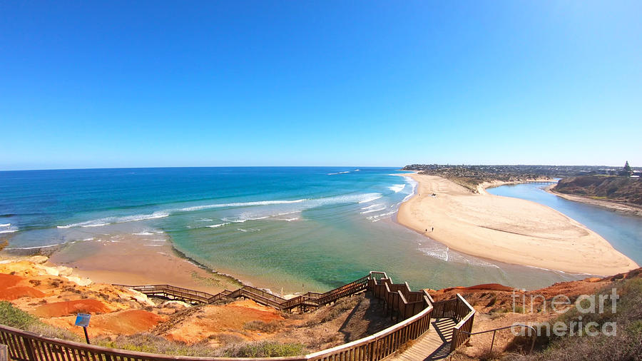 Aerial footage of the South Australian Southport Onkaparinga River estuary. #1 Photograph by Milleflore Images