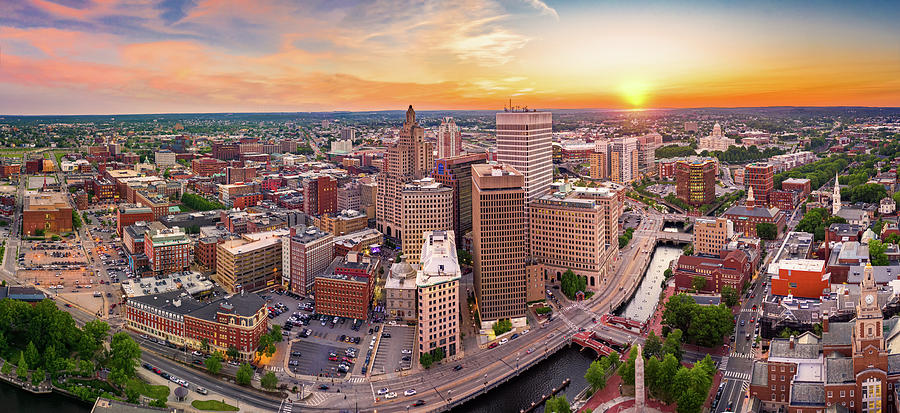 Aerial panorama of Providence, Rhode Island #2 Photograph by Mihai Andritoiu
