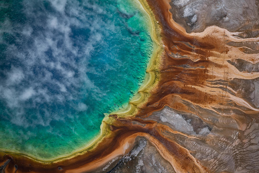 Yellowstone National Park Photograph - Aerial View Of Grand Prismatic Spring #1 by Suranga Weeratuna
