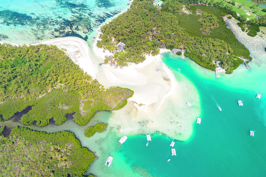 Beach Digital Art - Aerial View Of Mauritius Island, Mauritius #1 by Andrea Comi
