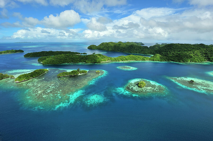 Aerial View Of Palau And Associated Tropical Islands #1 Photograph by ...