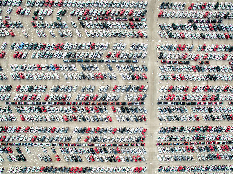 Aerial View Of Parked Cars #1 Photograph by Orbon Alija