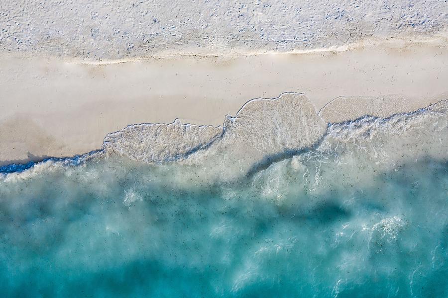 Nature Photograph - Aerial View Of Sandy Beach And Ocean #1 by Levente Bodo