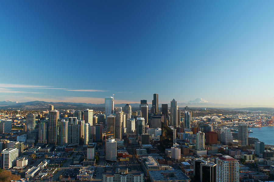 Aerial View Of Seattle City Skyline #1 Photograph by Peter Muller