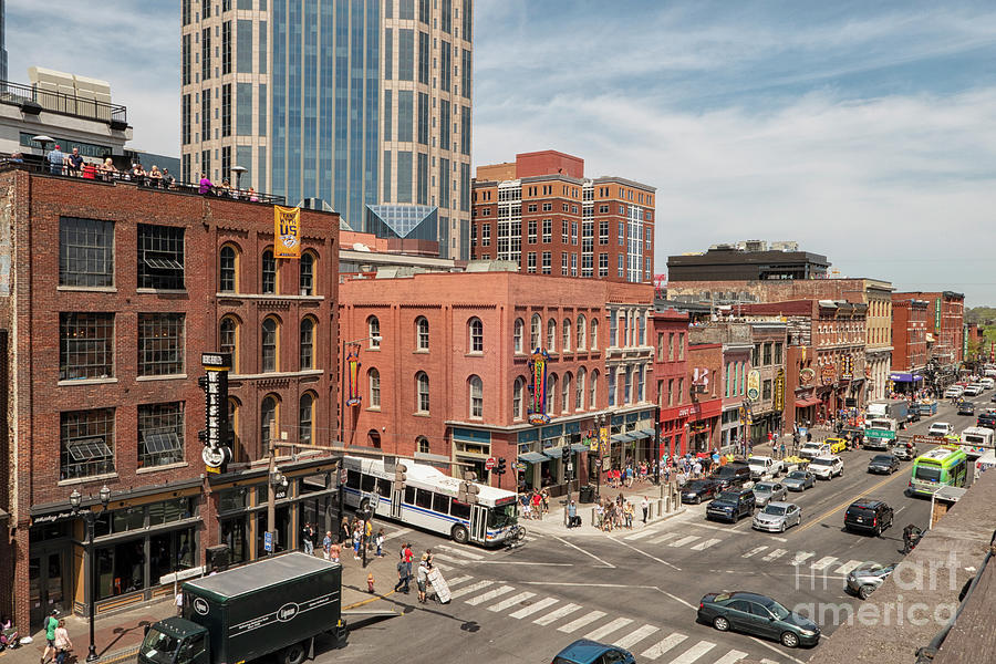 Aerial view on Broadway in Nashville, TN Photograph by Patricia Hofmeester