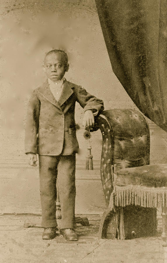 African American boy, full-length portrait, standing #1 Painting by Unknown