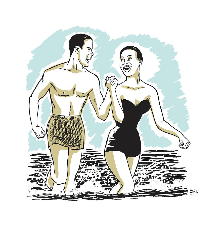Summer Drawing - African-American Couple at the Beach #1 by CSA Images