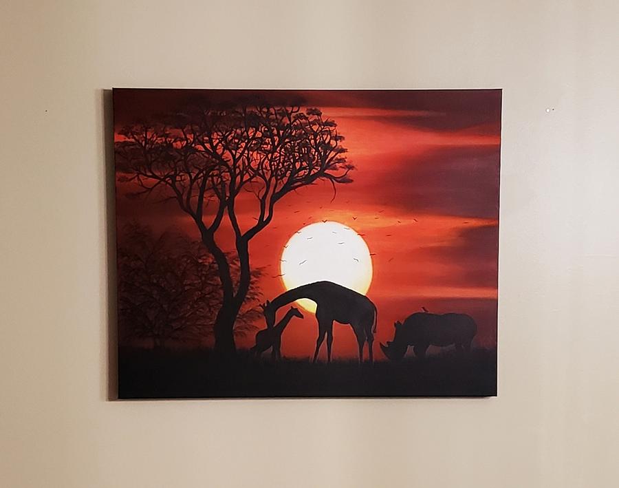 African Sunset Painting by Kathlene Melvin