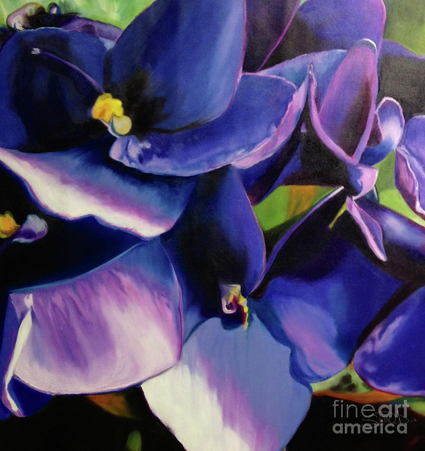 African Violets Up Close Painting by Sherri Dauphinais