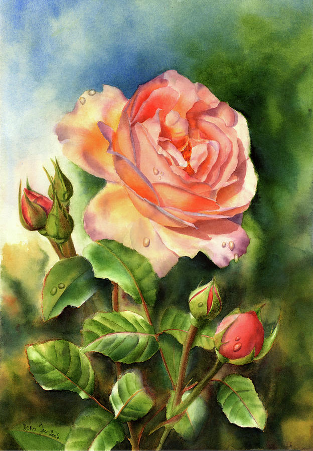 Flower Painting - After The Rain #1 by Doris Joa