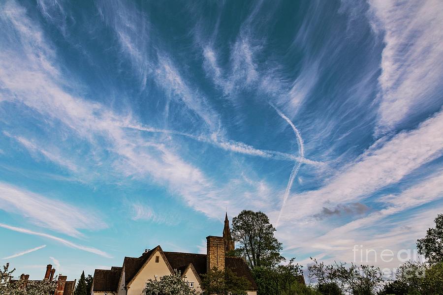 Aircraft Contrails And Cirrus Clouds #1 Photograph by Stephen Burt/science Photo Library