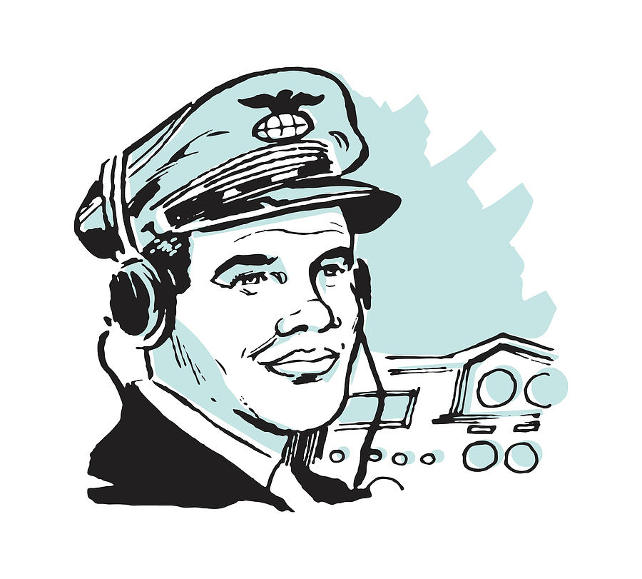 Transportation Drawing - Airplane Captain #1 by CSA Images