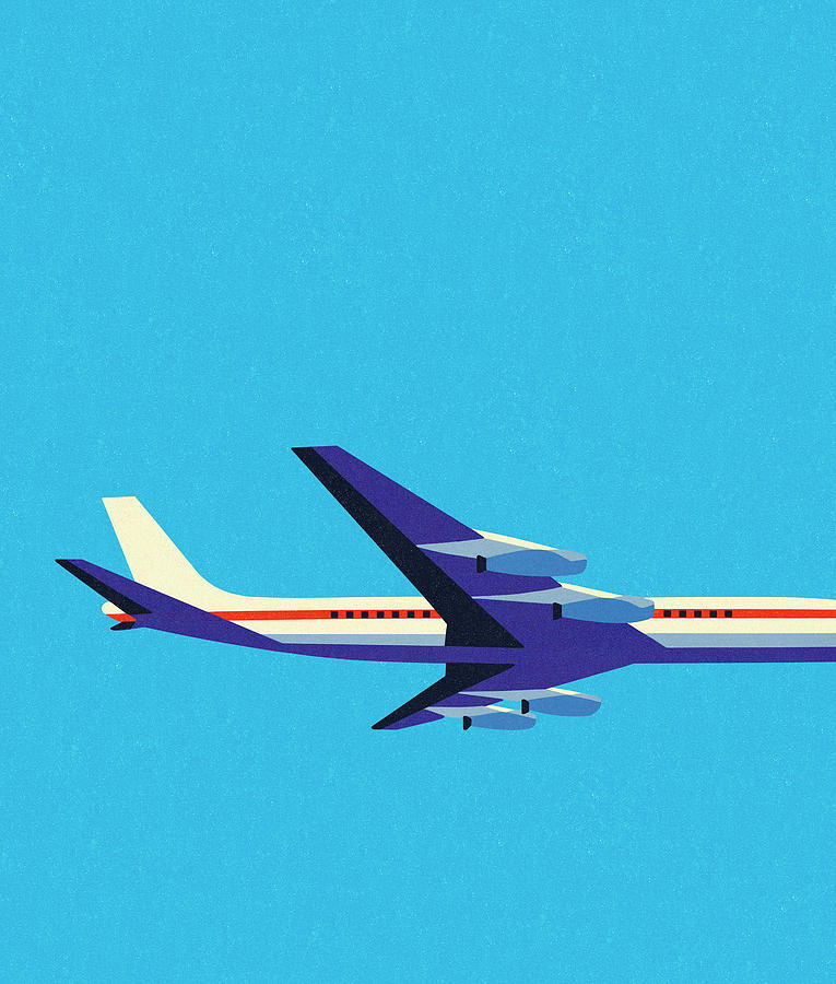Transportation Drawing - Airplane in the Sky #1 by CSA Images