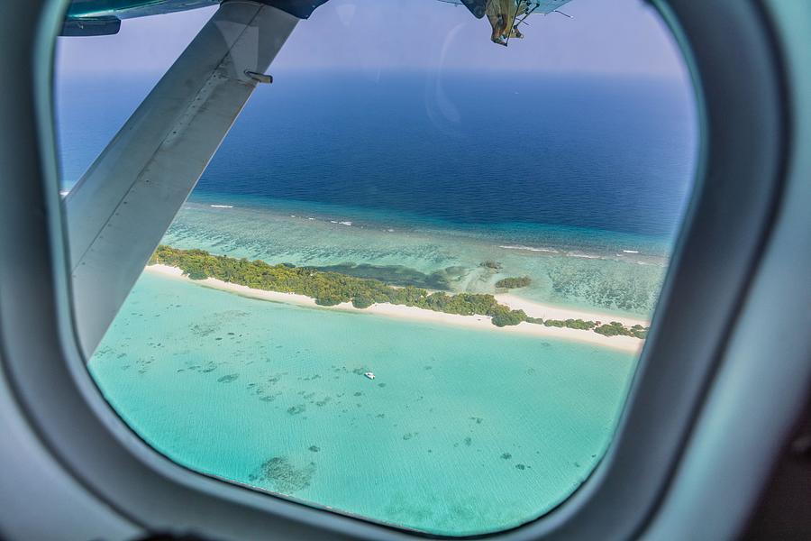 Transportation Photograph - Airplane Window With Beautiful Maldives #1 by Levente Bodo