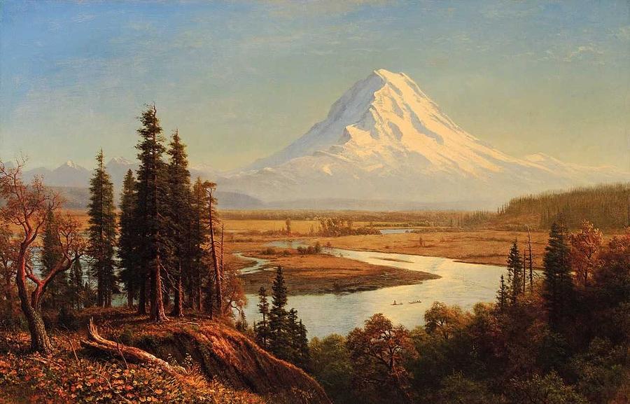 Nature Painting - Albert Bierstadt  1830-1902  Mount Rainier - 1890 #1 by Celestial Images