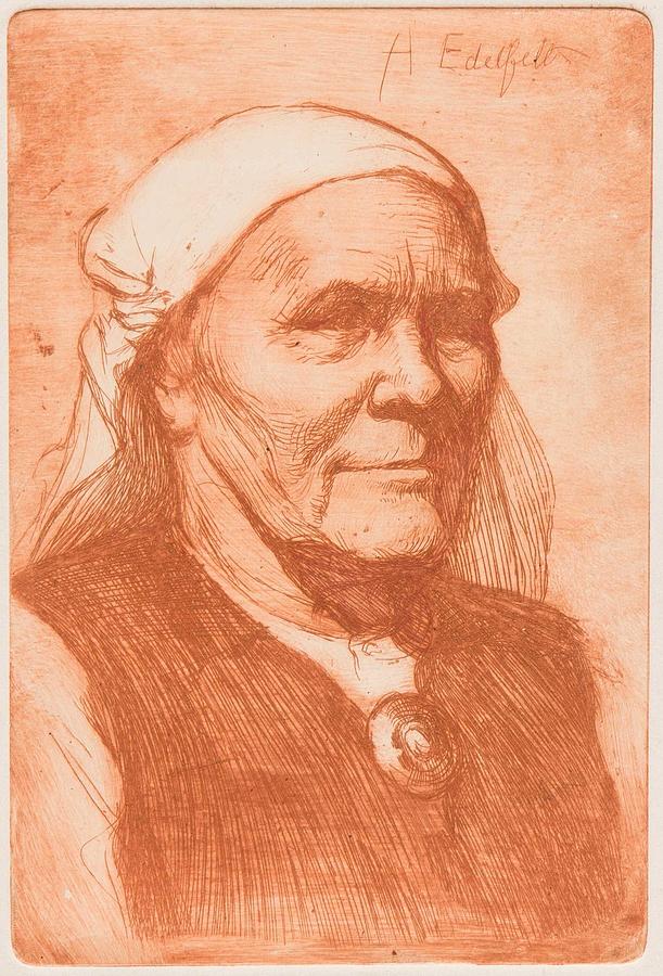 ALBERT EDELFELT,  A woman from Ruokolahti Elli Jappinen #1 Painting by Celestial Images