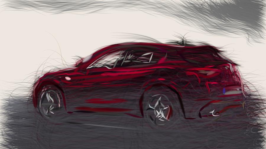 Alfa Romeo Stelvio Quadrifoglio Drawing #2 Digital Art by CarsToon Concept