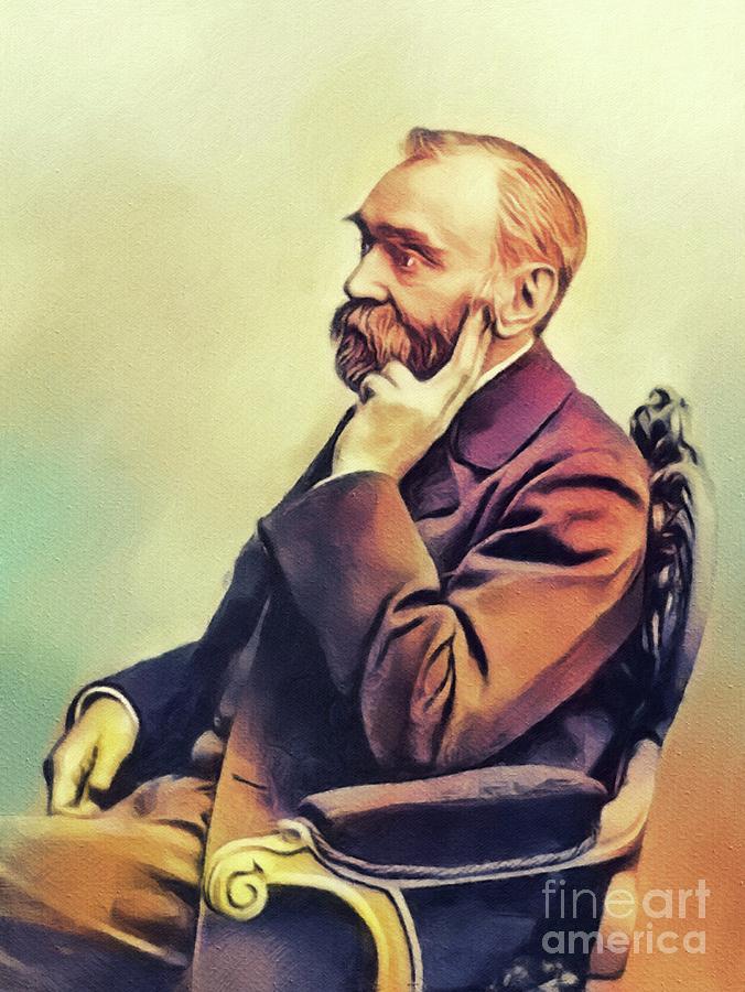 Vintage Painting - Alfred Nobel, Famous Scientist #1 by Esoterica Art Agency