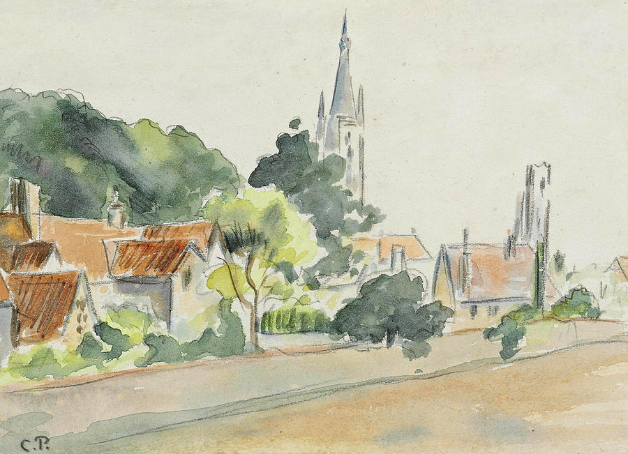 Camille Pissarro Drawing - All Saints Church, Beulah Hill #2 by Camille Pissarro