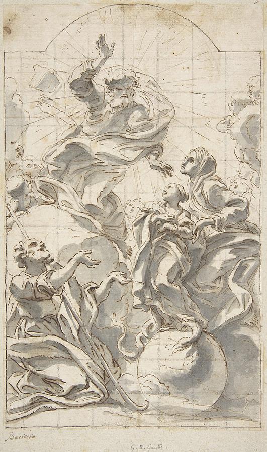 Allegory Of The Immaculate Conception Drawing by Giovanni Battista Gaulli