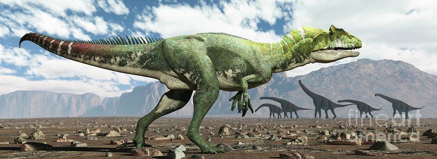 Allosaurus Dinosaur Hunting Photograph by James Kuether/science Photo ...