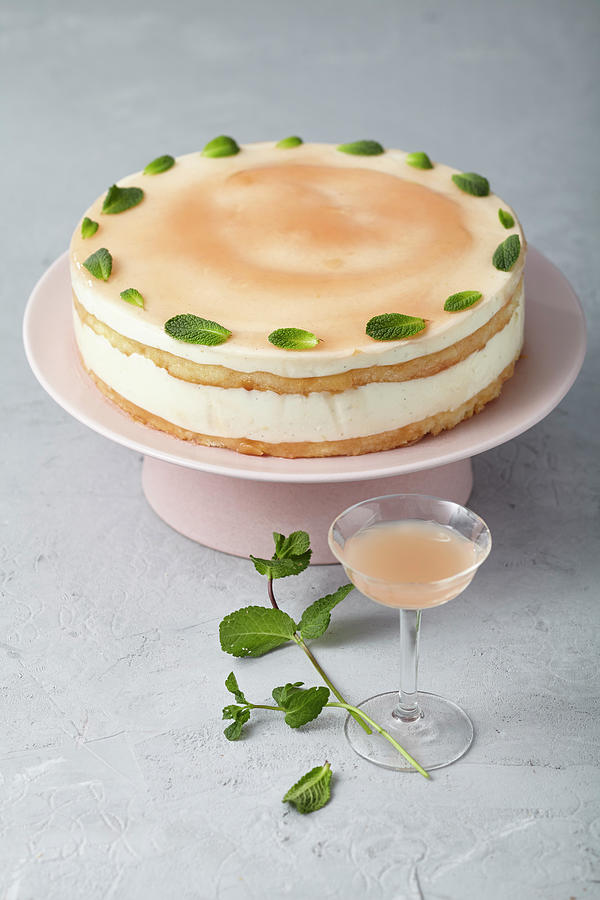 Almond Sponge Cake With Buttermilk Panna Cotta #1 Photograph by Ulrike Holsten / Stockfood Studios