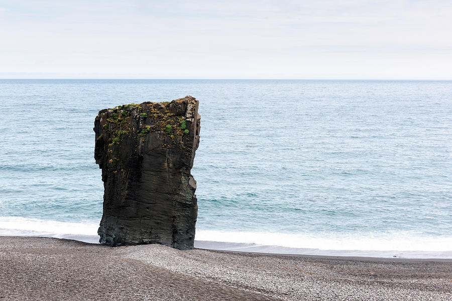 Nature Photograph - Alone Basalt Rock On Iceland Coastline #1 by Ivan Kmit