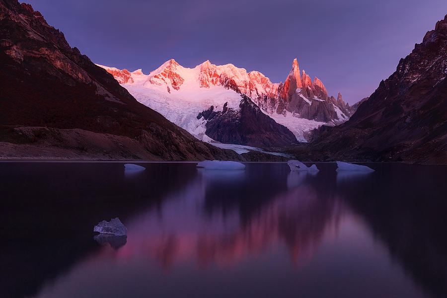 Alpenglow On Cerro Torre #1 Photograph by Leah Xu