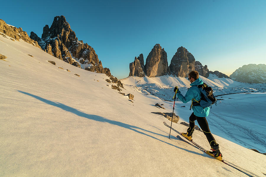 Alps, Ski Hiker At Sunset, Italy Digital Art by Manfred Bortoli - Fine ...
