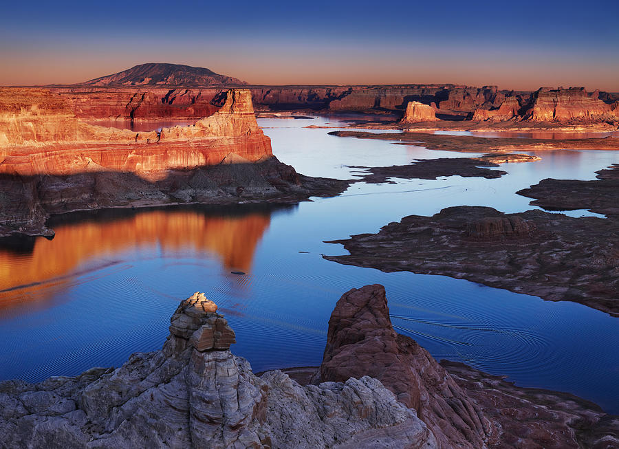 Landscape Photograph - Alstrom Point At Sunset, Lake Powell #1 by DPK-Photo
