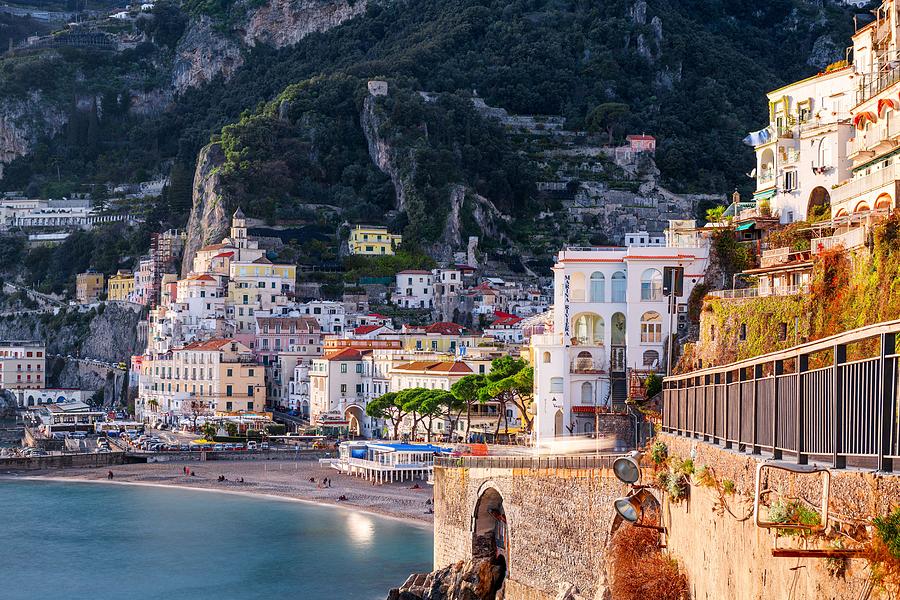 Architecture Photograph - Amalfi, Italy Coastal Town Skyline #1 by Sean Pavone