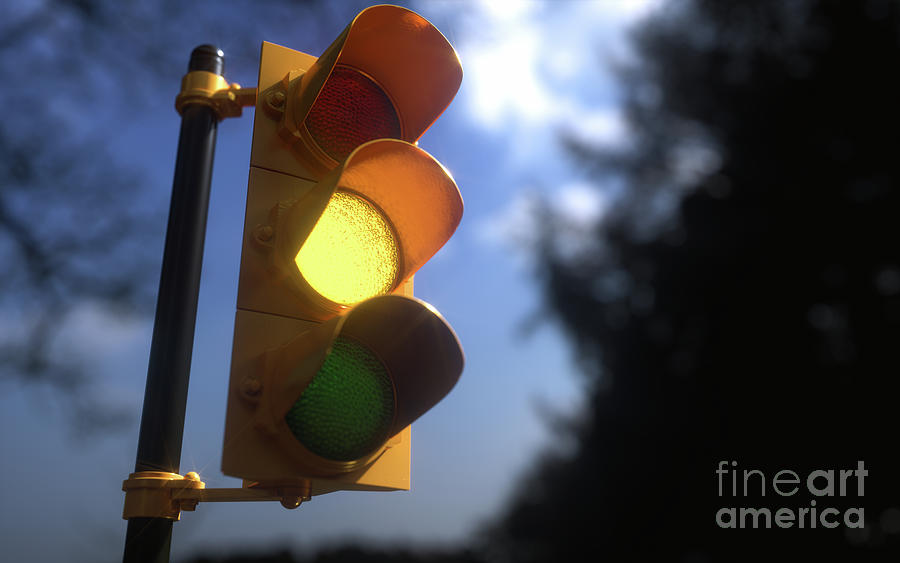 Amber Traffic Light #1 Photograph by Ktsdesign/sciencephotolibrary