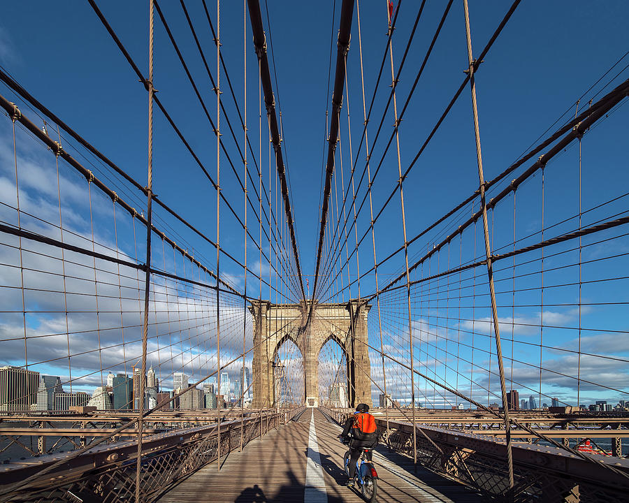 American Bike on the Brooklyn bridge for exercise #1 Photograph by Anek Suwannaphoom