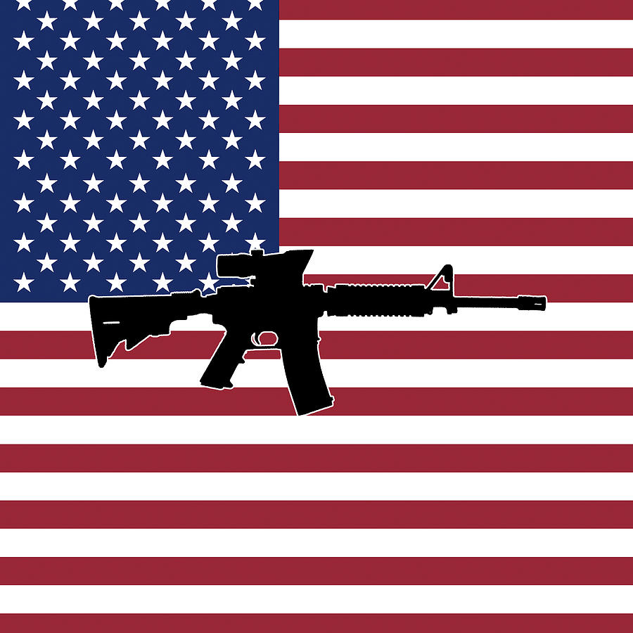 Flag Digital Art - American Flag M4 Carbine #1 by Jared Davies