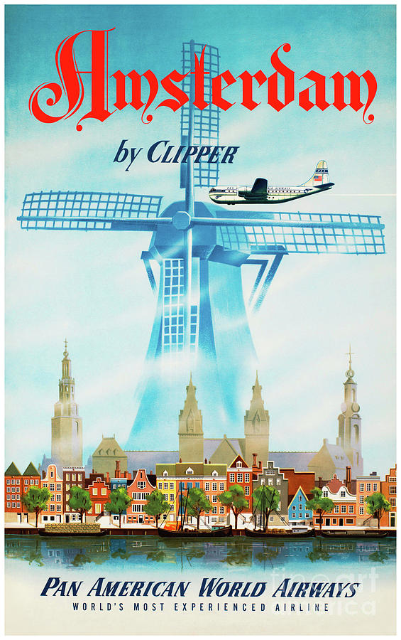 Amsterdam Vintage Poster Drawing