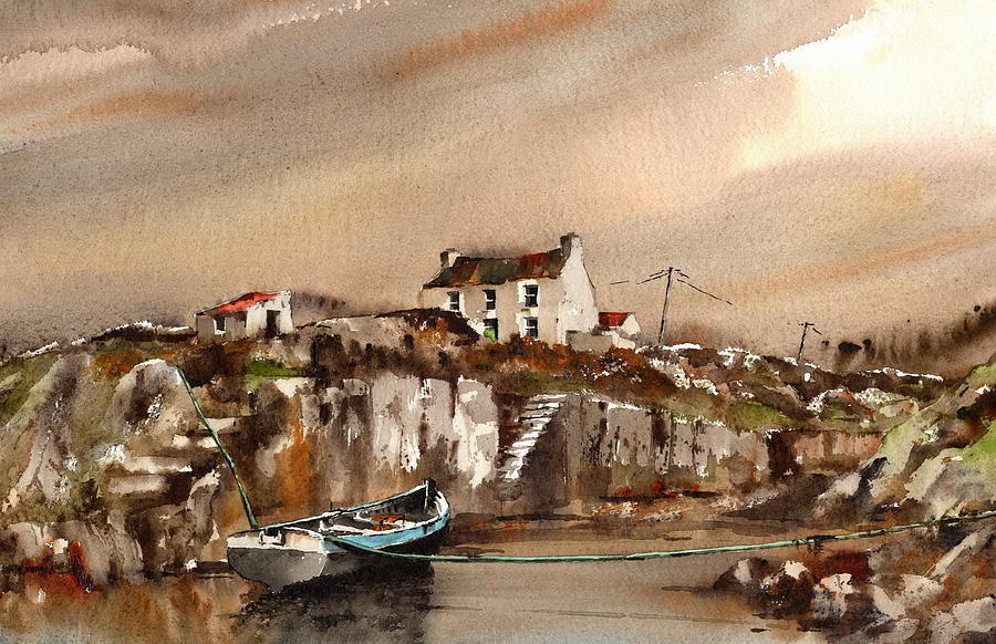 Boat Painting - An Cuan Caol, Connemara, Galway #2 by Val Byrne