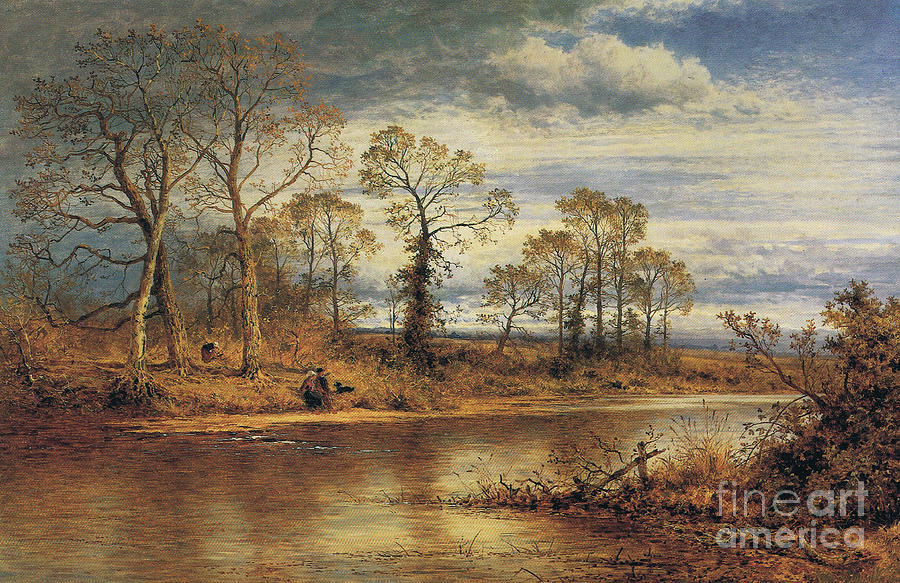 An English river in autumn Painting by Benjamin Eastlake Leader