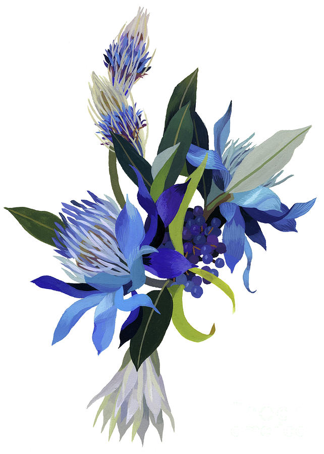 Flower Painting - An Imaginary Flower With A Blue Base by Hiroyuki Izutsu