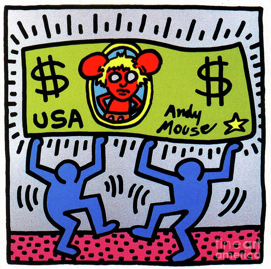 Haring Painting - Andy Mouse 1986 #1 by Haring
