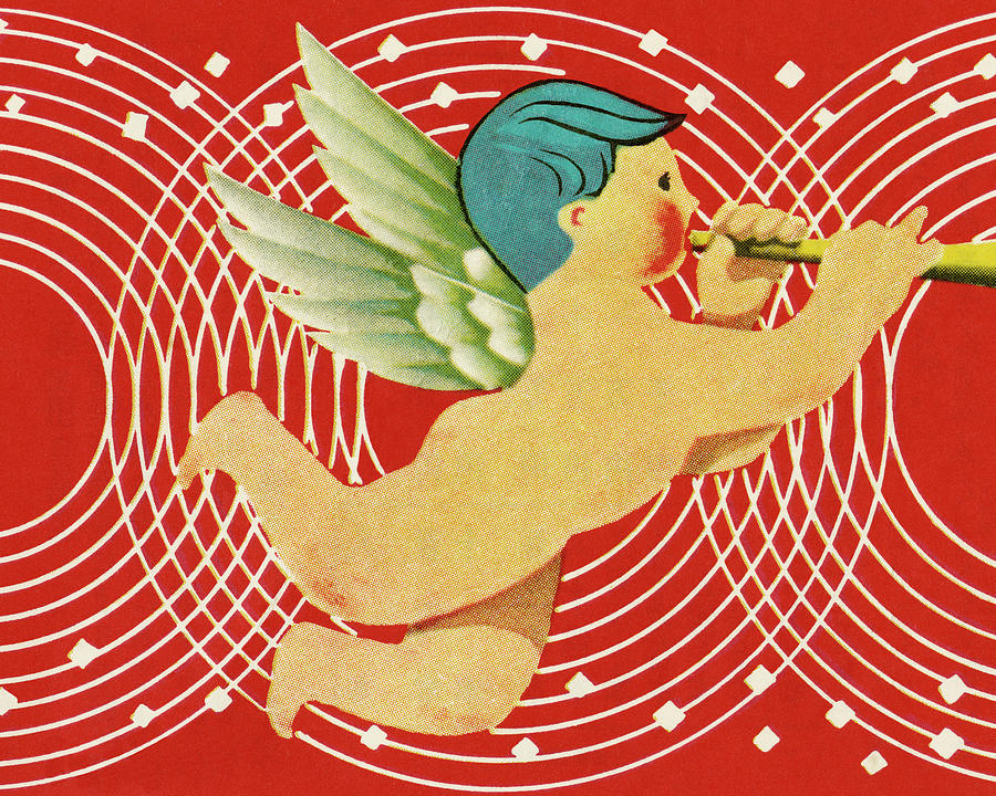 Christmas Drawing - Angel Playing a Horn #1 by CSA Images