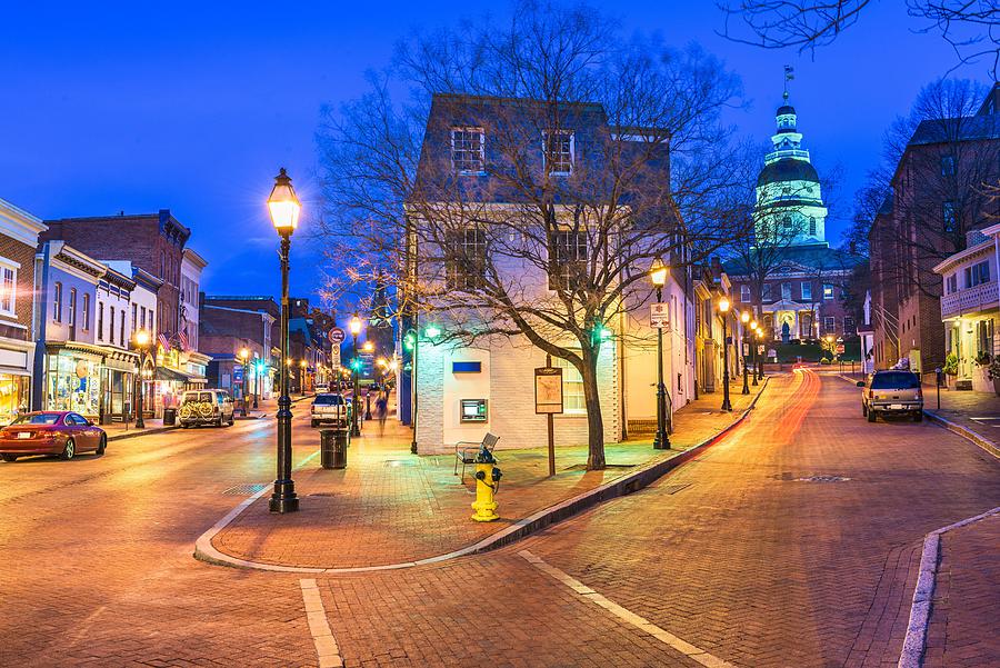 Architecture Photograph - Annapolis, Maryland, Usa Downtown #1 by Sean Pavone